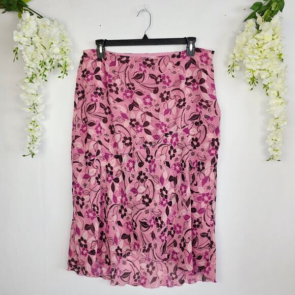 Jaclyn Smith Dresses & Skirts - Jaclyn Smith Skirt Plus 18W Pink Brown Floral Chiffon Y2K Cottage Fairy Grunge